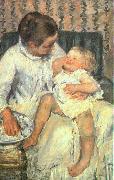 Mary Cassatt Mother About to Wash her Sleepy Child oil on canvas